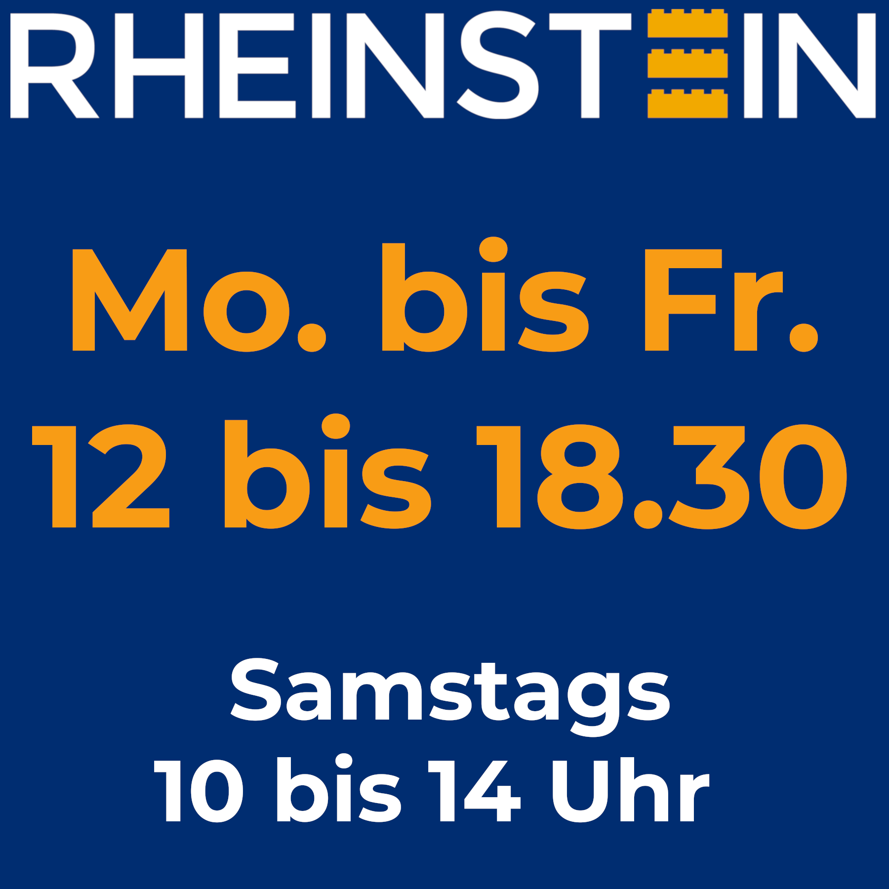 Mo - Fr. 12 bis 18.30 Uhr - Samstags 10 bis 14 Uhr