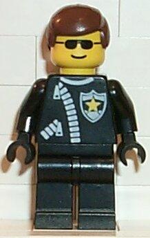 Police - Zipper with Sheriff Star, Brown Male Hair