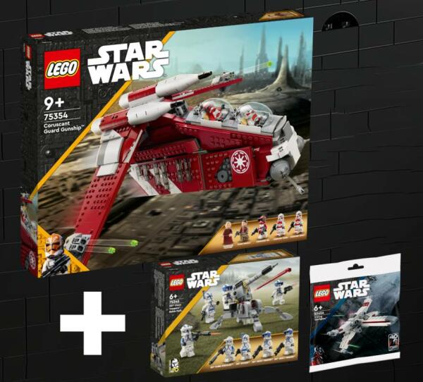 LEGO Star Wars Coruscant Guard Gunship (75354) + 501st Clone Troopers&trade; Battle Pack (75345) + X-Wing Polybag (30654)