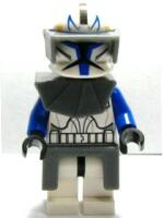 Clone Trooper Captain Rex, 501st Legion (Phase 1) - Dark Bluish Gray Visor, Pauldron, and Kama, Large Eyes